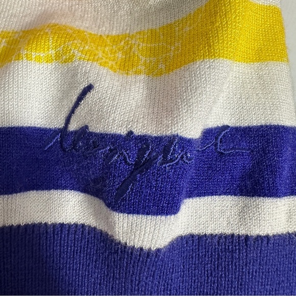 Desigual "Beatriz" sweater, Lg, white with multi stripes/florals, open front - Picture 3 of 12